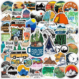 100 Sheets Of Camping OutdoorHiking Car Laptop Waterproof Graffiti Stickers